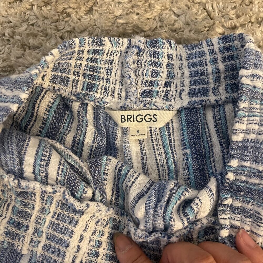Briggs Blue White Striped Pull On Shorts Size S Textured Summer - Picture 5 of 8